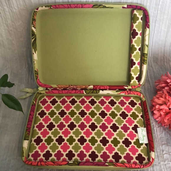 VERA BRADLEY Spring Flowers hardshell laptop case Triple Zip Cherry Blossom bag - Picture 7 of 14